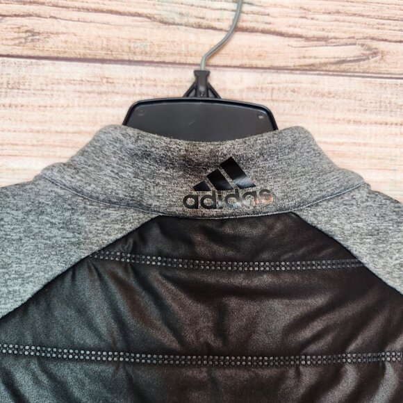 Adidas Golf Mens Puffer Vest Size M Black Gray 1/2 Zip Sleeveless Jacket Pockets - Picture 11 of 15